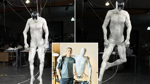 Eerie moment world-first humanoid bot with 'muscle & bones' spasms into life