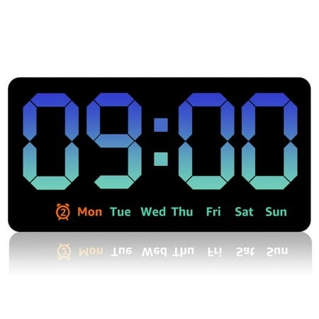 SNNROO Large Digital Wall Clock 8.5 In Large Display LED Alarm Clock with Date Week Temperature Dual Alarm 3 Levels Brightness Adjustable Wall Clock Orange - Walmart.ca
