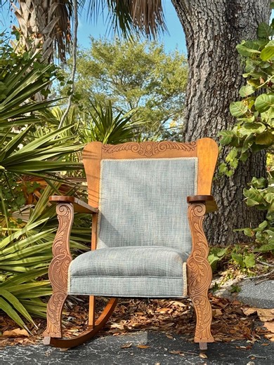 Antique Quarter Sawn Oak Rocking Chair With Carved Wood Details | Vintage Oak Rocker | Early 1900s Furniture | Farmhouse Accent Chair - Etsy