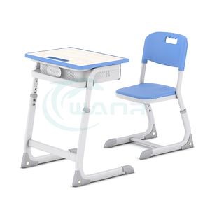 [Hot Item] School Furniture Single Students Desk and Chair Set Adjustable Height Kids College