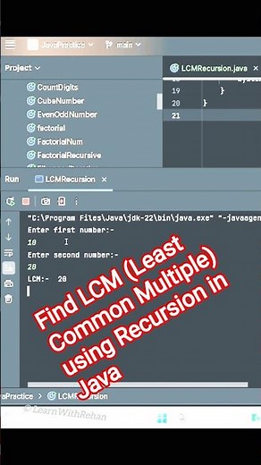 ⚡ Find LCM Using Recursion in Java | Simple Logic That Every Beginner Should Know 🚀#lcm #recursion