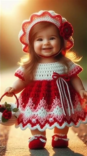Adorable Baby Girl Walk | Crochet Outfit | So Cute 💕#fashion #babydress #crochet