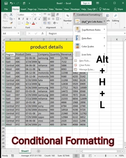 3 Sec Me Conditional Formatting 😱 excel trick Shortcut 🔥