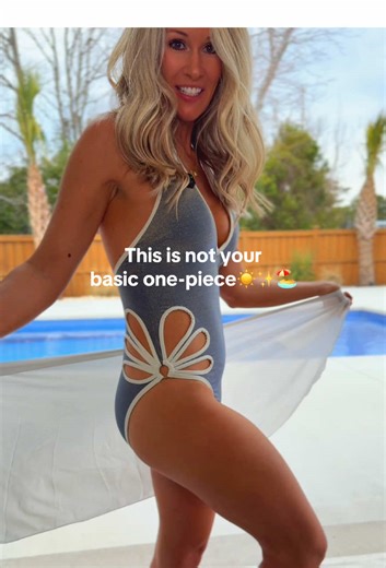 Stylish Metallic Blue One-Piece Swimsuit