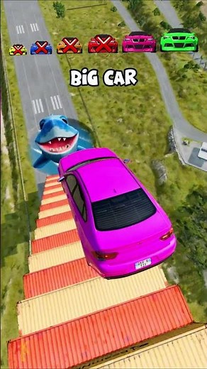 Cars vs Shark 😂❌ Tiny Car ❌ Small Car ❌ Medium Car ❌ Normal Car ❌ Big car ❌ Giant Car #shorts