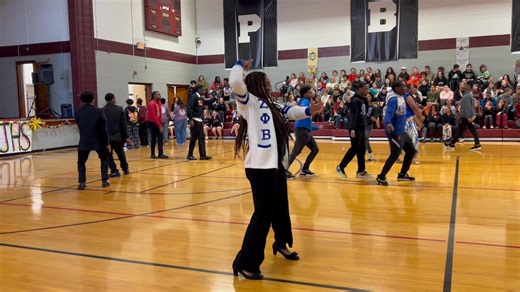Our own Ms. Shelby Jefferson performs with the Divine Nine from the Xi Gamma Chapter of Alpha Phi Alpha Fraternity, Inc. Theta Mu Chapter of Kappa Alpha Psi Fraternity, Inc. Lambda Eta Chapter of Phi Beta Sigma Fraternity, Inc. lota Nu Chapter of Zeta Phi Beta Sorority, Inc. at our PBJHS Black History Month assembly! #blackhistorymonth #keepit💯 | PBJHS