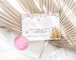 Winnie the Pooh Baby Shower Game Pooh Bear Baby Shower Diaper Raffle Printable Pink Winnie the Pooh Baby Shower Activity It's a Girl! BBS44 - Etsy