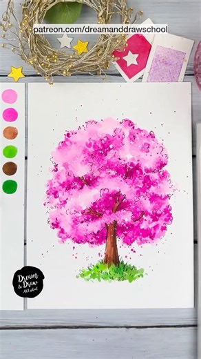 🌸 How to Draw a Cherry Blossom Tree Watercolor Sketch Tutorial #watercolorsketch #watercolor