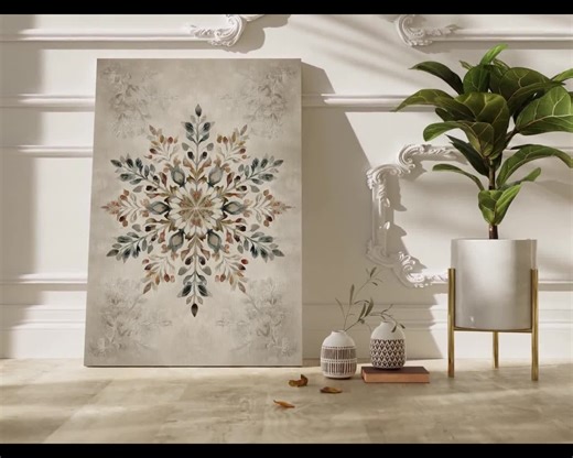 Scandinavian Snowflake Wall Art Poster or Canvas Print, Neutral Watercolor Christmas Print, Vintage Minimalist Winter Holiday Home Decor - Etsy