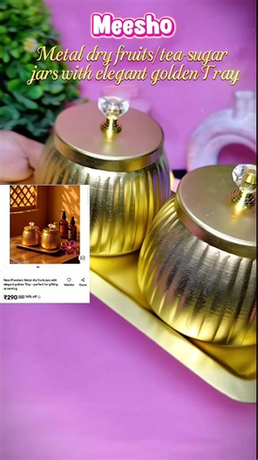 Meesho Premium Metal Dry Fruit Jars with Golden Tray #meesho #organiser #neelamvlogster #shorts
