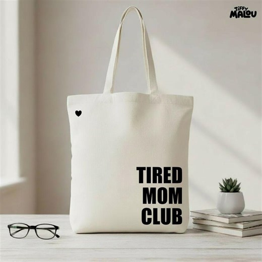 Tired Mom Club Tote Bag – Jute Bag for Mom | Funny Tote Bag | Gift for New Mothers | Mom Life Bag - Etsy