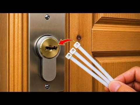 Emergency door opening method when you've lost your keys: simply use a plastic tie.