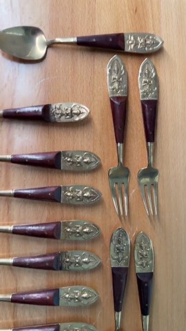 Vintage Siam Thai Brass Rosewood Cutlery Set 16pcs - Etsy