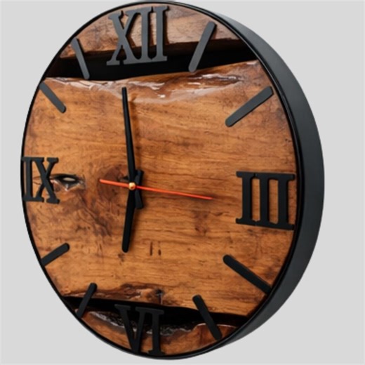 Handmade Natural Wood Oversized Rustic Farmhouse Clock, Silent Analog Wall Décor - Etsy
