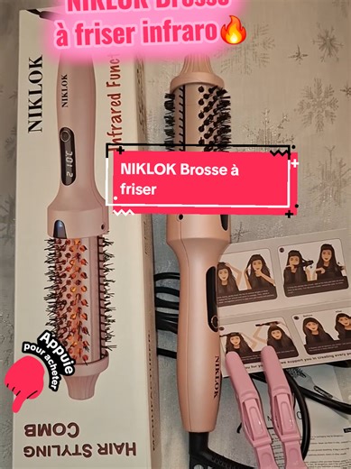 NIKLOK Brosse à friser infrarouge ionique avec écran LED Vous devez agir vite avant qu’ils ne s’épuisent ! #brossesoufflante #fypage #tiktokshopfr #coiffure #BonPlanTikTok