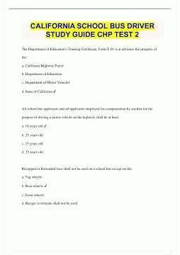 California School Bus Driver Study Guide Chp Test 2 50 Questions With 100 Correct Answers Verified
