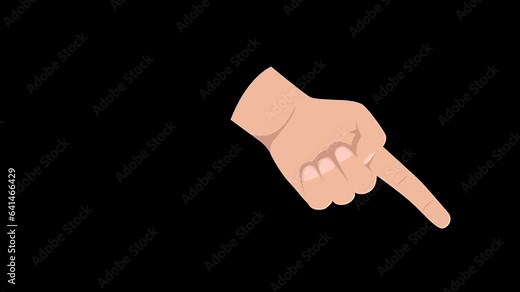 Hand pointing with transparent background - Cartoon flat design finger points in various directions with alpha channel. 2d render animation