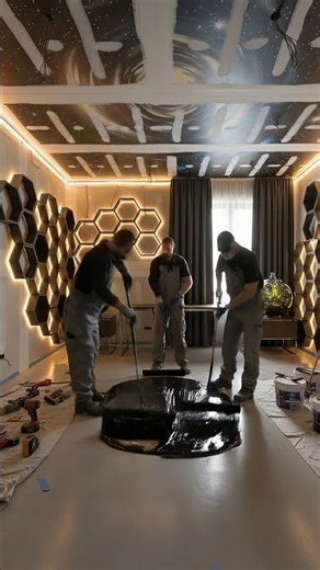 Futuristic Cosmic Home Office 🌌 Solar System Room Design #flooringdesign #interiordesign