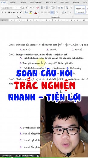 Mẹo soạn thảo câu hỏi trắc nghiệm nhanh trong Word