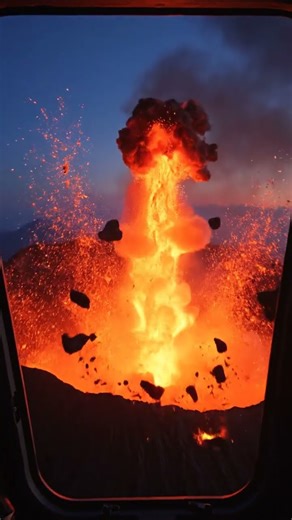 Helicopter POV of Volcano Eruption | Volcano Vision 4K #VolcanoVision #VolcanoEruption #LavaExplosio