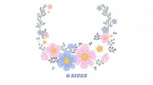 Monogram Frame Embroidery Designs - Flower Wreath Machine Embroidery Pattern - Daisies Floral Laurel File - Instant Digital Download - Etsy