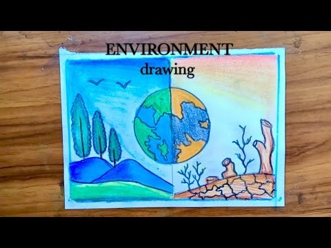 How to draw world environment day poster, Save nature drawing easy