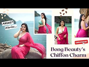 Bong Beauty Saree Sundari in Phuket & Krabi | Rani Pink Chiffon Saree Lookbook | 4K #thailand