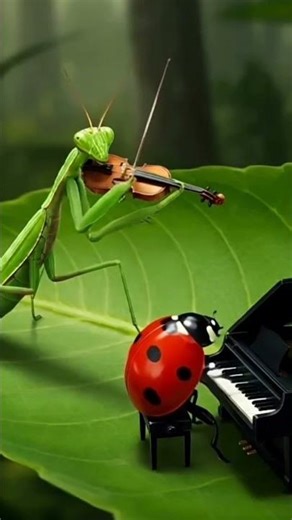 grasshopper and ladybug playing music #tranding #animals #shortvideo #fypシ