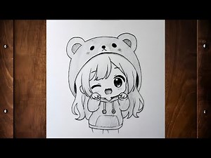 SUPER EASY Cute Chibi Drawing Tutorial 🐻✨ | Step by Step Anime Hoodie Sketch for Beginners