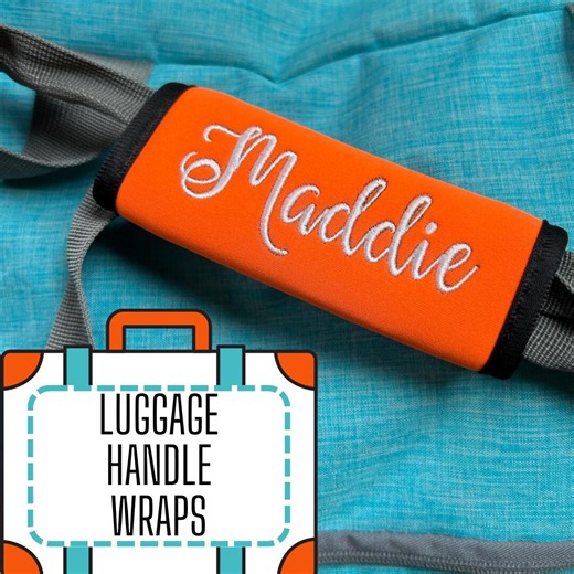 Luggage Handle Wrap Embroidered and Personalized, Monogrammed Name Suitcase Tag - Etsy