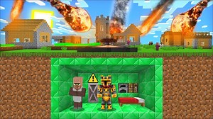 Minecraft NATURAL DISASTERS DESTROY VILLAGE FROM METEOR MOD / BUILD A SECRET BUNKER ! Minecraft Mods