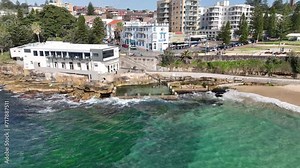 ross jones rock pool coogee beach sydney australia aerial 4k