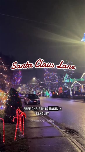 Janel | Wander & Play with us! on Instagram: "Wander: Santa Claus Lane 📍209A St. and 84 Ave, Langley 🎄 FREE Christmas light display your family can enjoy! No tickets, no line ups. Just enjoy a stroll down the street. Lights twinkling nightly until Christmas! Remember to be respectful of private property and others around you in this quiet neighbourhood. Share this with someone you’d go for a holiday walk with! Follow for more! @wandernplay ❤️ @wandernplay 💙 @wandernplay 💛 . . . . . . . . . #