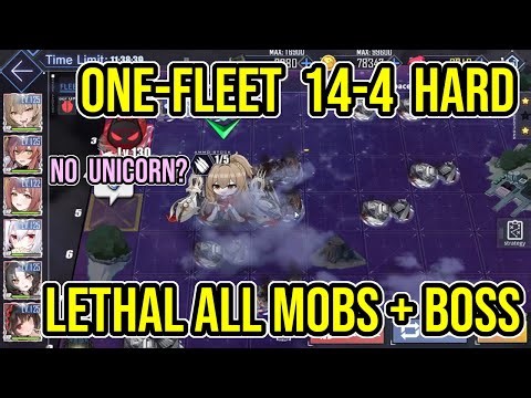 One-Fleet Hard 14-4 ALL Mobs and Boss, Lethal Auto - Azur Lane