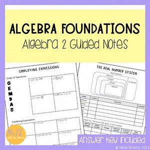 Algebra 1 Foundations Review Guided Notes Bundle | Algebra 2 Review