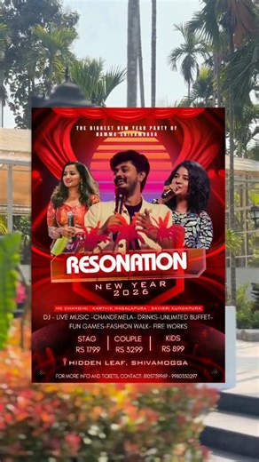 Vaishnavi T S 🧿 on Instagram: "🎪 RES0NATION 2026 – CARNIVAL NIGHT The Biggest New Year Celebration in Shivamogga! 🎉✨ Get ready to step into a world of colour, music, and pure energy as we bring you Shimoga’s first-ever Carnival-Themed New Year Bash! 🌟 This New Year’s Eve, experience a night packed with entertainment, surprises, and the most vibrant vibes in town! ⏰ A Countdown Experience unlike anything Shimoga has seen! 📍 Venue: Hidden Leaf, Shimoga 📅 Date:31st December 2025 🕢 Gates Open
