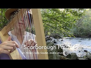 SCARBOROUGH FAIR played on a small cardboard double strung harp