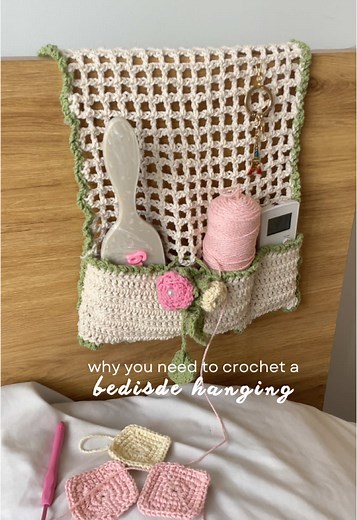 Practical Crochet Bedside Hanging for Yarn Organization