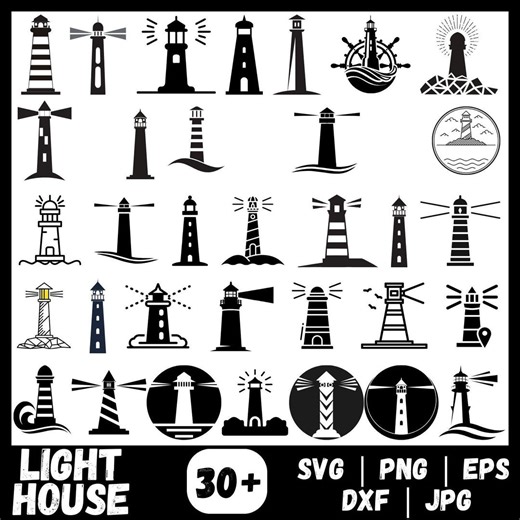 Lighthouse SVG Bundle, Lighthouse Design, Lighthouse Vector - Digital Download Svg, Png, Dxf, Eps, Svg Files for Cricut - Etsy