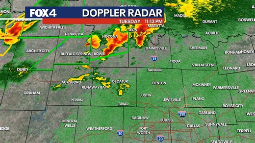 33K views · 98 reactions | Scattered showers and sub-severe storms continue northwest of DFW. Storms have not shown any signs of rotation for a while. A flash flood warning continues for Montage County until 1am. | FOX 4 Weather | Facebook