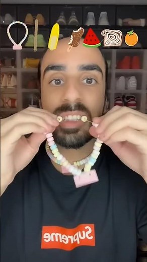 Food ASMR Eating a Supreme Smarties Candy Necklace #food #eating #comedy 😲🥓🥮🍝🍝