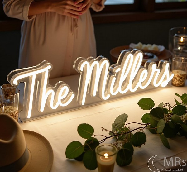 Custom Free Standing Wedding Sign, Wedding Reception Table Decor, Custom LED Sign, Desk Neon Plate, Party Decor Light, Neon Sign on Stand - Etsy