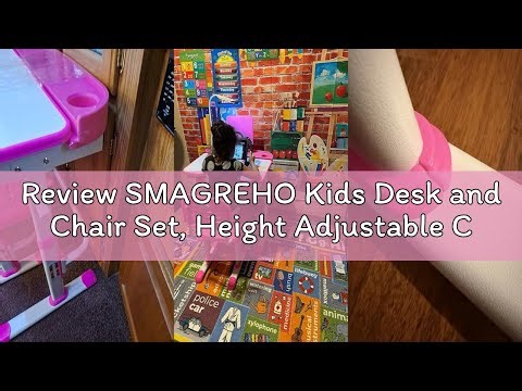 Review SMAGREHO Kids Desk and Chair Set, Height Adjustable Child's School Study Writing Tables with