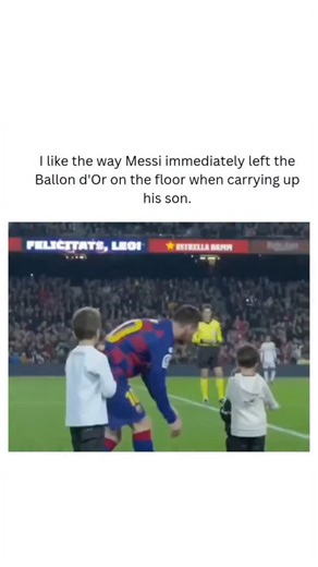 GoalRush on Instagram: "The post features a 2019 clip from Camp Nou, where Lionel Messi, fresh off winning his sixth Ballon d'Or, places the trophy on the pitch to lift and hug his son Thiago, capturing a rare glimpse of vulnerability amid his storied career. Shared three weeks after Ousmane Dembélé's 2025 Ballon d'Or win, it taps into fan nostalgia for Messi's unmatched legacy—eight total awards—while replies like "Family first" amplify themes of work-life balance in elite sports. Studies on at