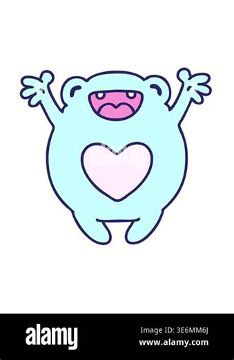 jiggle motion animation of cartoon of a happy frog in love Stock Video Footage - Alamy