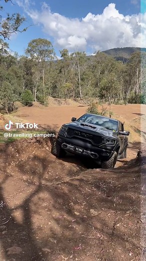 Ram TRX rolling around a couple of tracks at Gordon Country! She looks so good off-road flexing up. Shes big and wide, but damn it’s good fun on the right 4x4 tracks 😍💃🏼 #ramtrx #hellcat #srthellcat #ramtrucks #mopar #travellingcampers #supercharger #offroadtrucks