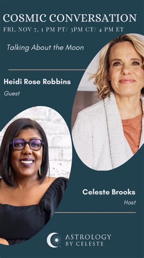 Celeste Brooks, Astrologer, Cosmic Coach & Intuitive on Instagram: "Heidi Rose Robbins has been a professional astrologer for 25 years, helping thousands of clients all over the globe live with more authenticity and joy. Her podcast, THE RADIANCE PROJECT, features poetry, astrology, and good company. Twice a year, she leads Radiant Life Retreats for people wishing to take a deeper dive into her work. She is also a guest faculty member at Esalen in Big Sur, CA. Heidi has written two books of poet