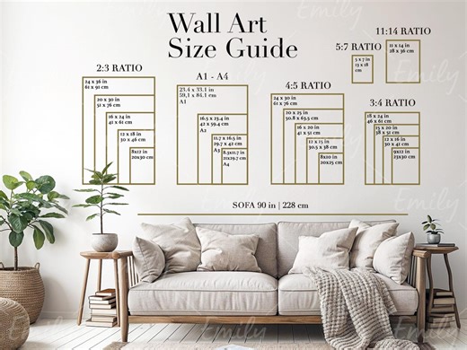 Wall Art Size Guide, Frame Size Chart, Vertical Display (JPG) - Etsy