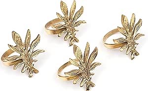 Napkin Ring Set of 4, Napkin Ring,Fall Napkin Ring,Christmas Napkin Ring,Thanksgiving Napkin Ring,Farmhouse Napkin Ring,Fall Décor Napkin Ring,Napkin Holder,Rustic Napkin Ring,Brass 2" Gold Leaf