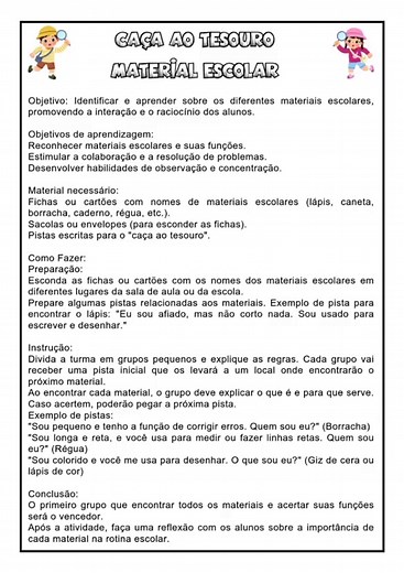 Sequência Didática Para o Dia da Escola
